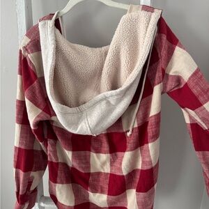 Cozy Red Plaid Sherpa-Lined Hoodie